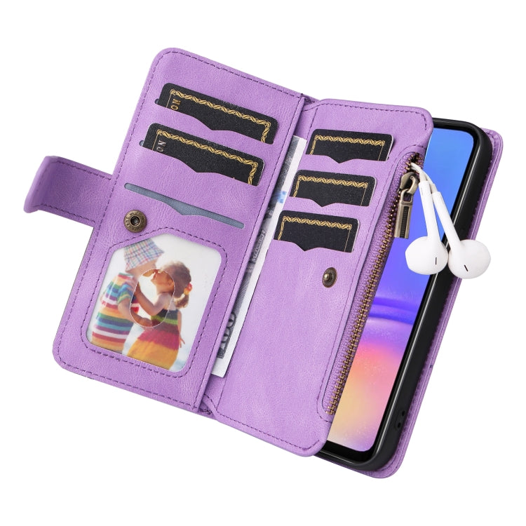 For Samsung Galaxy A06 4G Dual-color 9 Card Slots Zipper Wallet Leather Phone Case