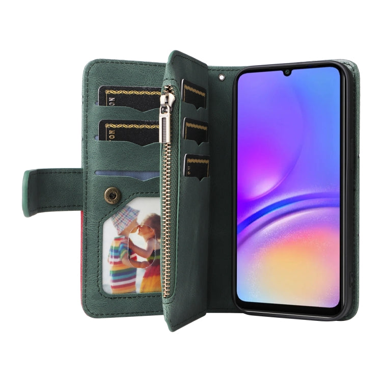 For Samsung Galaxy A06 4G Dual-color 9 Card Slots Zipper Wallet Leather Phone Case