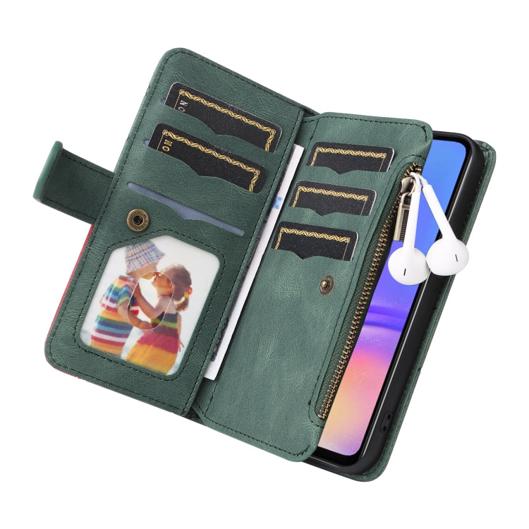 For Samsung Galaxy A06 4G Dual-color 9 Card Slots Zipper Wallet Leather Phone Case