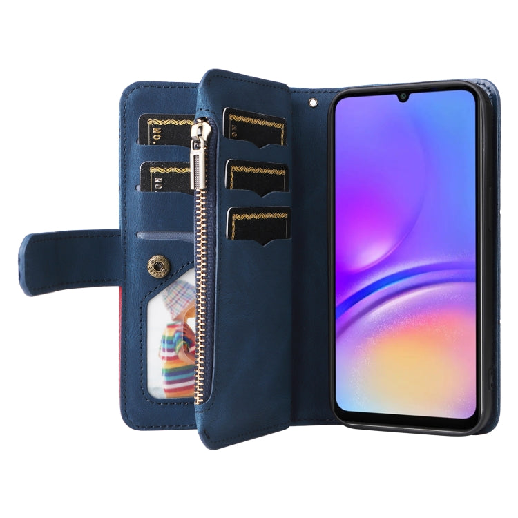 For Samsung Galaxy A06 4G Dual-color 9 Card Slots Zipper Wallet Leather Phone Case