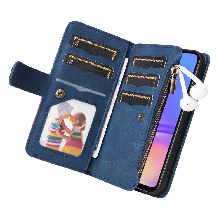 For Samsung Galaxy A06 4G Dual-color 9 Card Slots Zipper Wallet Leather Phone Case