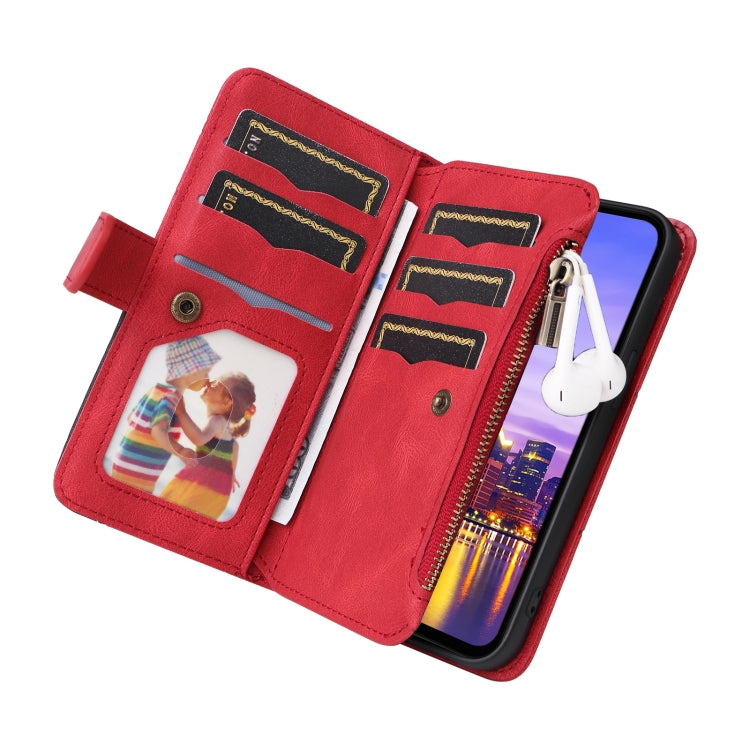 For Samsung Galaxy A16 5G Dual-color 9 Card Slots Zipper Wallet Leather Phone Case