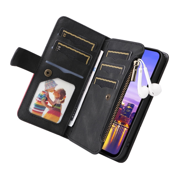 For Samsung Galaxy A16 5G Dual-color 9 Card Slots Zipper Wallet Leather Phone Case