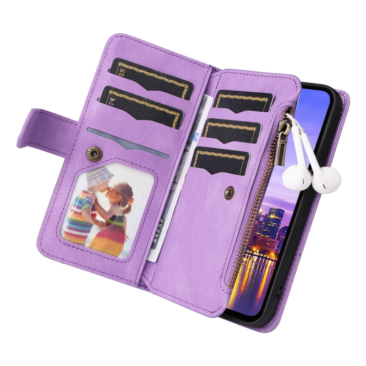 For Samsung Galaxy A16 5G Dual-color 9 Card Slots Zipper Wallet Leather Phone Case