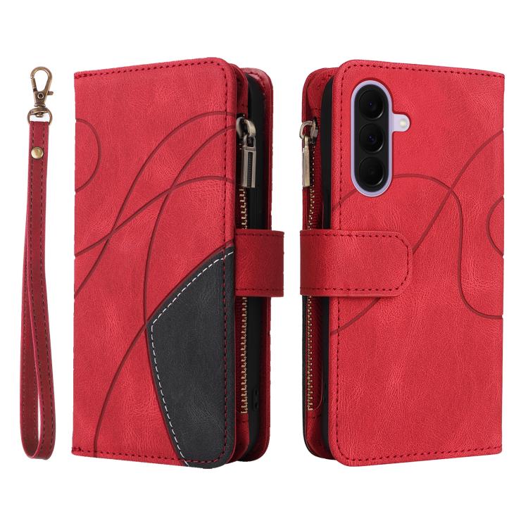 For Galaxy A27 5G Dual-color 9 Card Slots Zipper Wallet Leather Phone Case