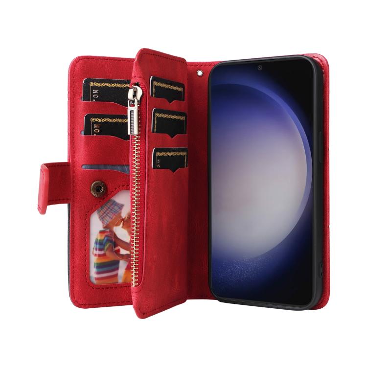 For Galaxy A27 5G Dual-color 9 Card Slots Zipper Wallet Leather Phone Case