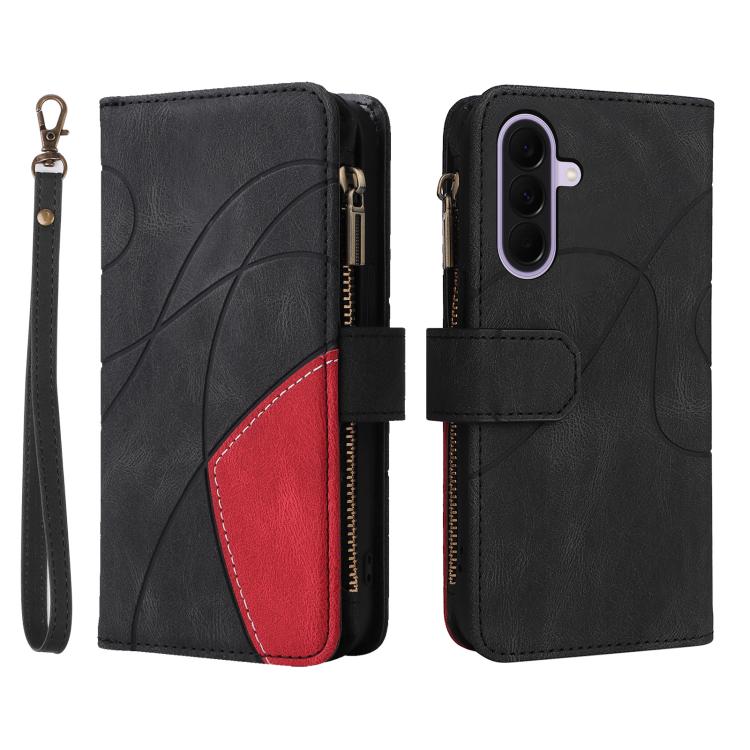 For Galaxy A27 5G Dual-color 9 Card Slots Zipper Wallet Leather Phone Case