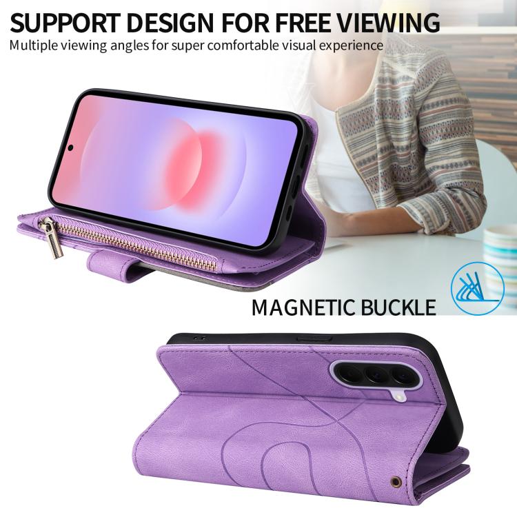 For Galaxy A27 5G Dual-color 9 Card Slots Zipper Wallet Leather Phone Case