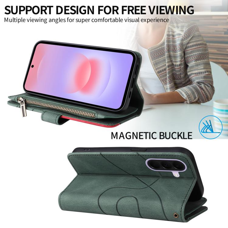 For Galaxy A27 5G Dual-color 9 Card Slots Zipper Wallet Leather Phone Case