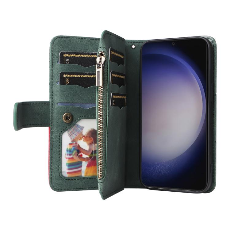 For Galaxy A27 5G Dual-color 9 Card Slots Zipper Wallet Leather Phone Case