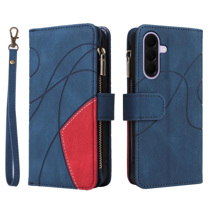 For Galaxy A27 5G Dual-color 9 Card Slots Zipper Wallet Leather Phone Case