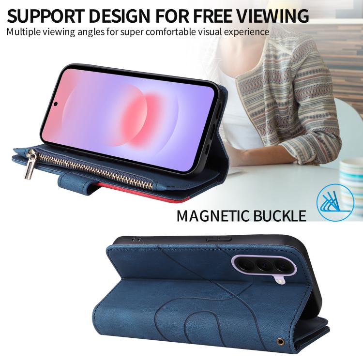For Galaxy A27 5G Dual-color 9 Card Slots Zipper Wallet Leather Phone Case