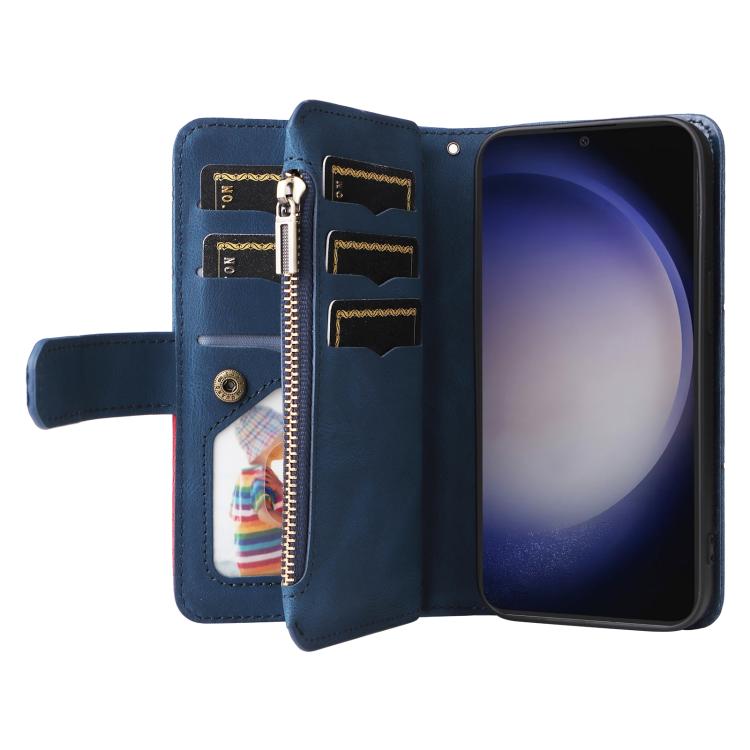 For Galaxy A27 5G Dual-color 9 Card Slots Zipper Wallet Leather Phone Case