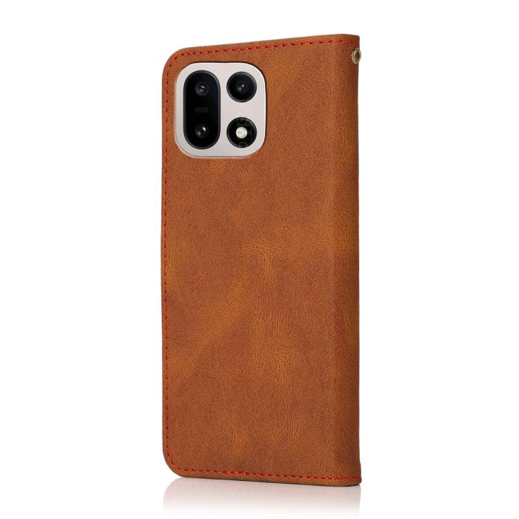 For OnePlus 15 Dual-color Stitching Leather Phone Case