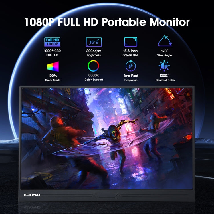 GXMO G156FC 15.6 inch 1920x1080P IPS Screen Portable Monitor - Black