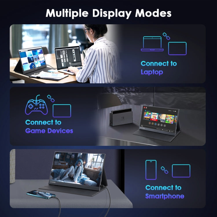 GXMO G156FC 15.6 inch 1920x1080P IPS Screen Portable Monitor - Black