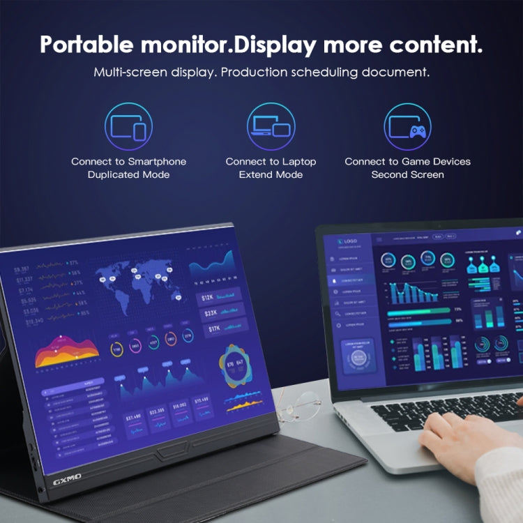 GXMO G156FC 15.6 inch 1920x1080P IPS Screen Portable Monitor - Black