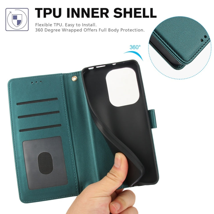 For Redmi Note 13 Pro 4G Global Skin Feel Pure Color Card Slots Leather Phone Case with Dual Lanyard