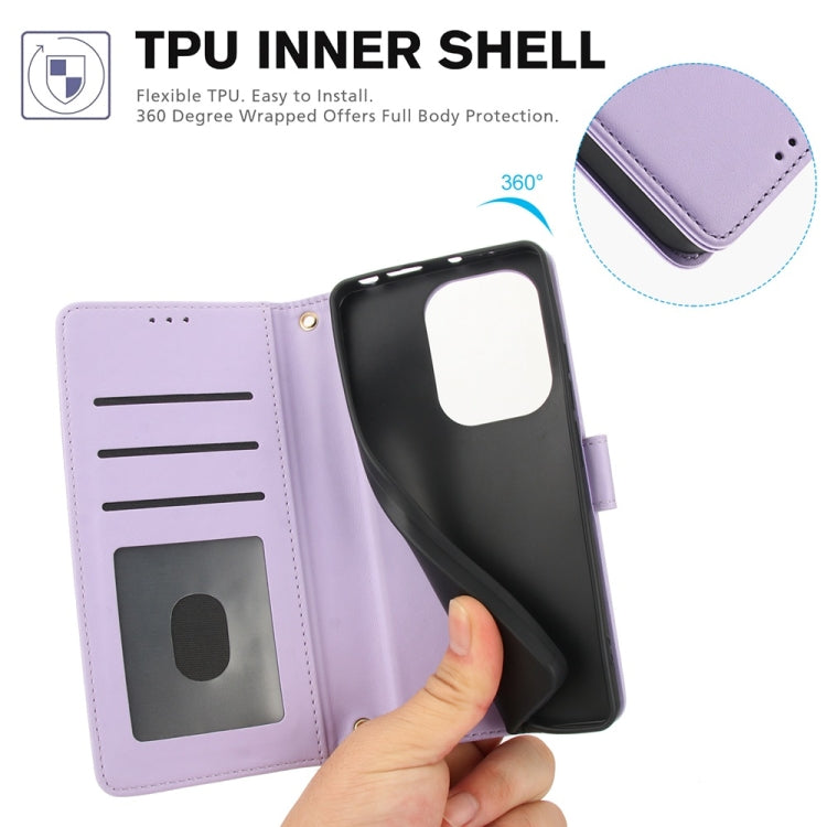 For Redmi Note 13 Pro 4G Global Skin Feel Pure Color Card Slots Leather Phone Case with Dual Lanyard