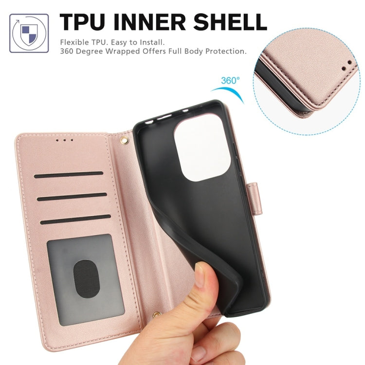 For Redmi Note 13 Pro 5G / Poco X6 5G Global Skin Feel Pure Color Card Slots Leather Phone Case with Dual Lanyard