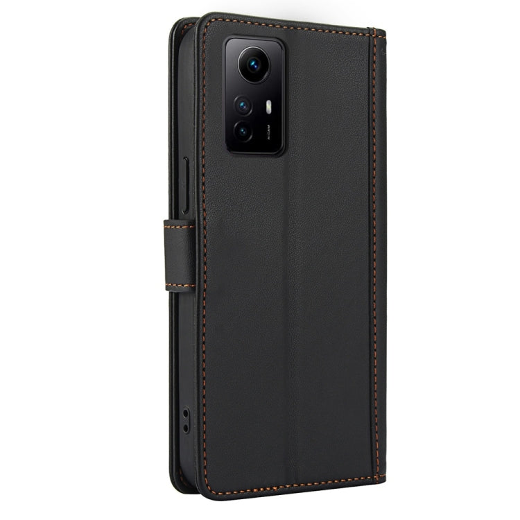 For Redmi Note 11 4G / Note 12S 4G Global Skin Feel Pure Color Card Slots Leather Phone Case with Dual Lanyard