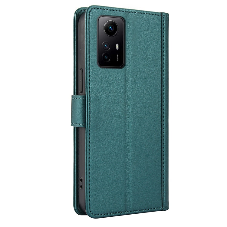 For Redmi Note 11 4G / Note 12S 4G Global Skin Feel Pure Color Card Slots Leather Phone Case with Dual Lanyard