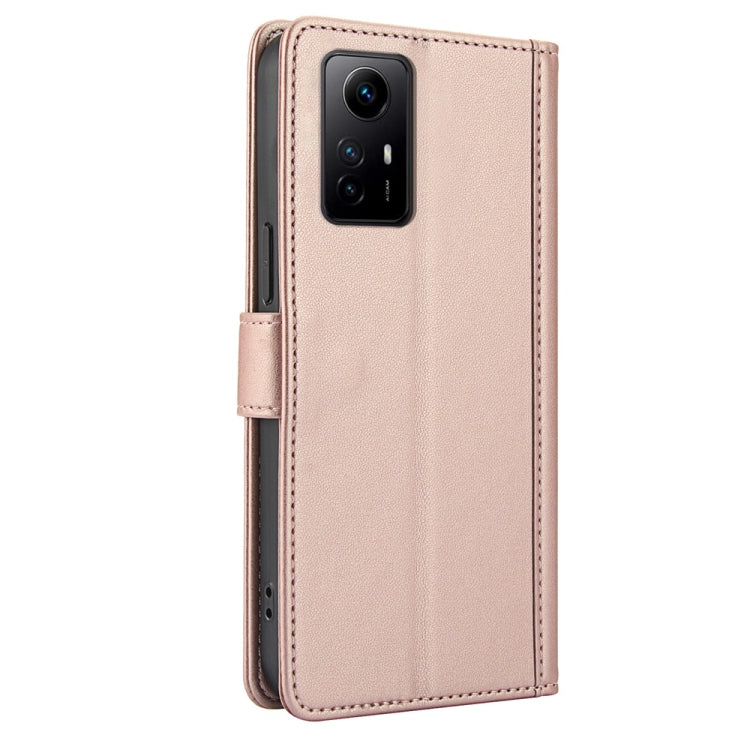 For Redmi Note 11 4G / Note 12S 4G Global Skin Feel Pure Color Card Slots Leather Phone Case with Dual Lanyard