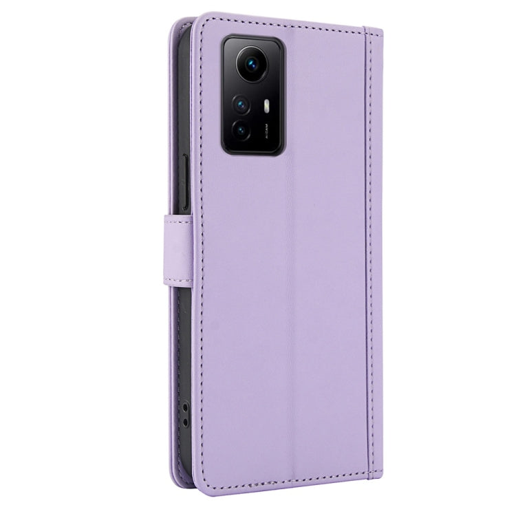 For Redmi Note 11 4G / Note 12S 4G Global Skin Feel Pure Color Card Slots Leather Phone Case with Dual Lanyard