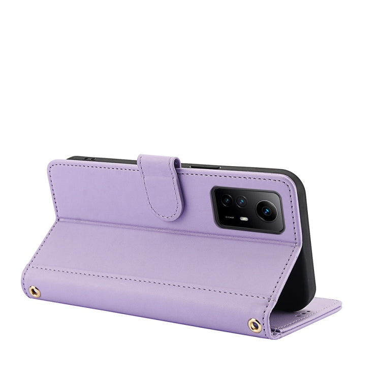 For Redmi Note 11 4G / Note 12S 4G Global Skin Feel Pure Color Card Slots Leather Phone Case with Dual Lanyard