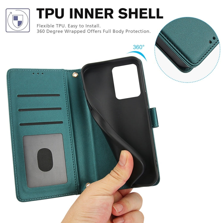 For Redmi Note 12 4G Global Skin Feel Pure Color Card Slots Leather Phone Case with Dual Lanyard