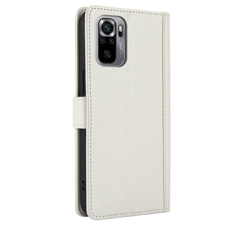 For Redmi Note 10 4G / Note 10S 4G Skin Feel Pure Color Card Slots Leather Phone Case with Dual Lanyard