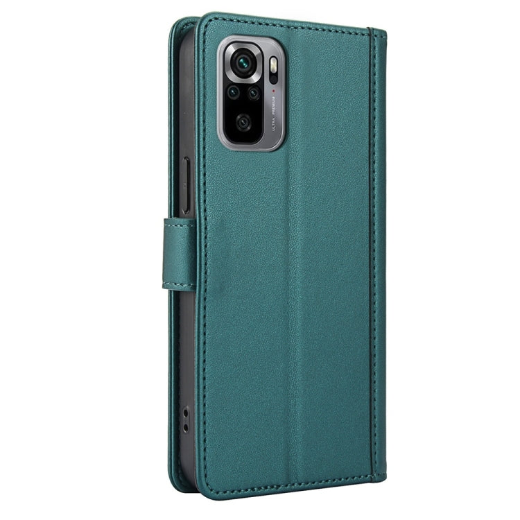 For Redmi Note 10 4G / Note 10S 4G Skin Feel Pure Color Card Slots Leather Phone Case with Dual Lanyard