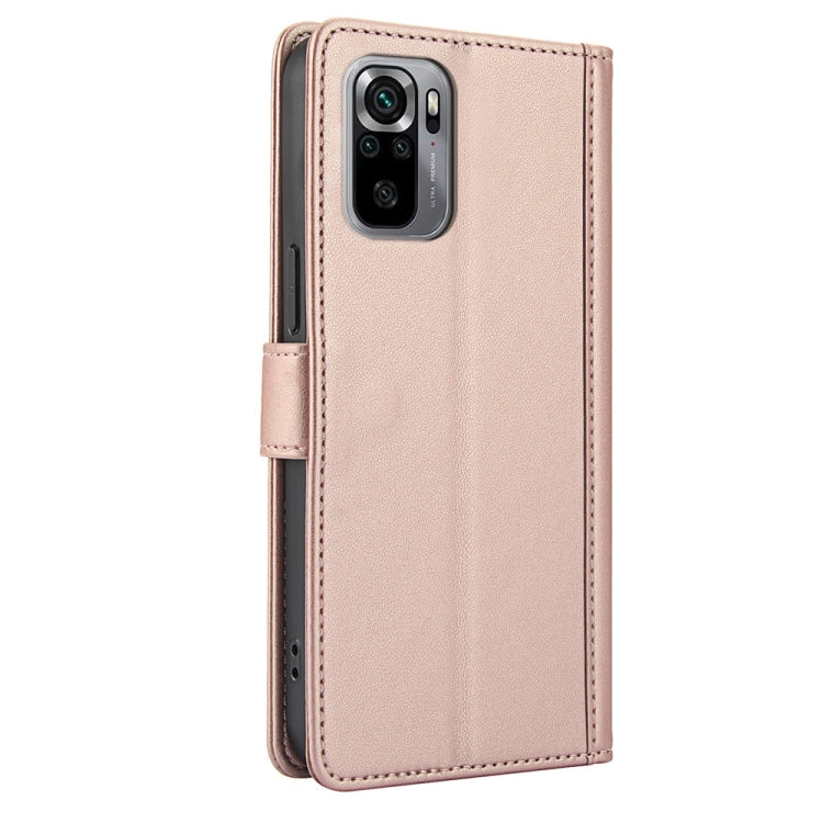 For Redmi Note 10 4G / Note 10S 4G Skin Feel Pure Color Card Slots Leather Phone Case with Dual Lanyard