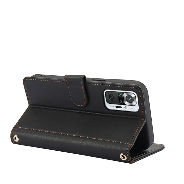For Redmi Note 10 Pro 4G / Note 10 Pro Max Skin Feel Pure Color Card Slots Leather Phone Case with Dual Lanyard