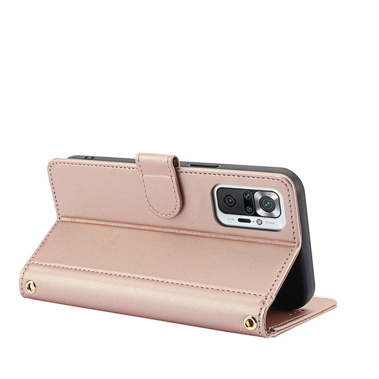 For Redmi Note 10 Pro 4G / Note 10 Pro Max Skin Feel Pure Color Card Slots Leather Phone Case with Dual Lanyard