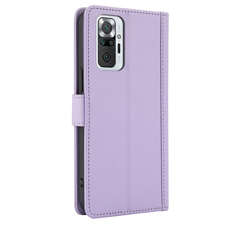 For Redmi Note 10 Pro 4G / Note 10 Pro Max Skin Feel Pure Color Card Slots Leather Phone Case with Dual Lanyard