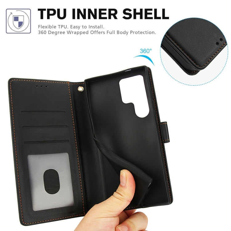 For Samsung Galaxy S24 Ultra 5G Skin Feel Pure Color Card Slots Leather Phone Case with Dual Lanyard