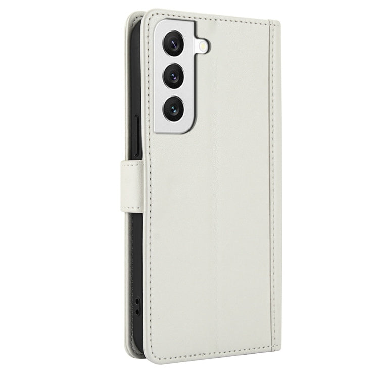 For Samsung Galaxy S22+ 5G Skin Feel Pure Color Card Slots Leather Phone Case with Dual Lanyard
