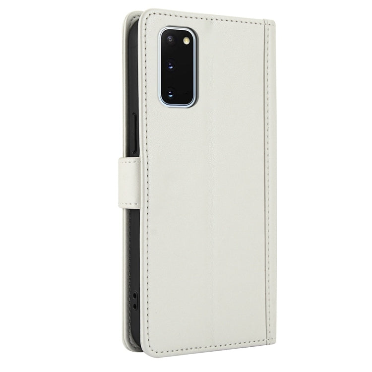 For Samsung Galaxy S20 Skin Feel Pure Color Card Slots Leather Phone Case with Dual Lanyard