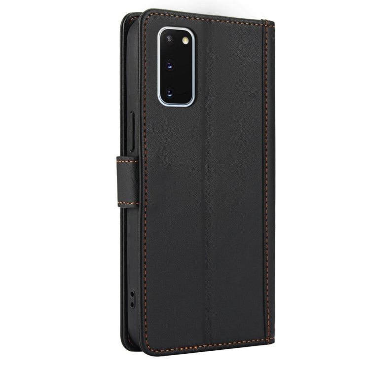 For Samsung Galaxy S20 Skin Feel Pure Color Card Slots Leather Phone Case with Dual Lanyard