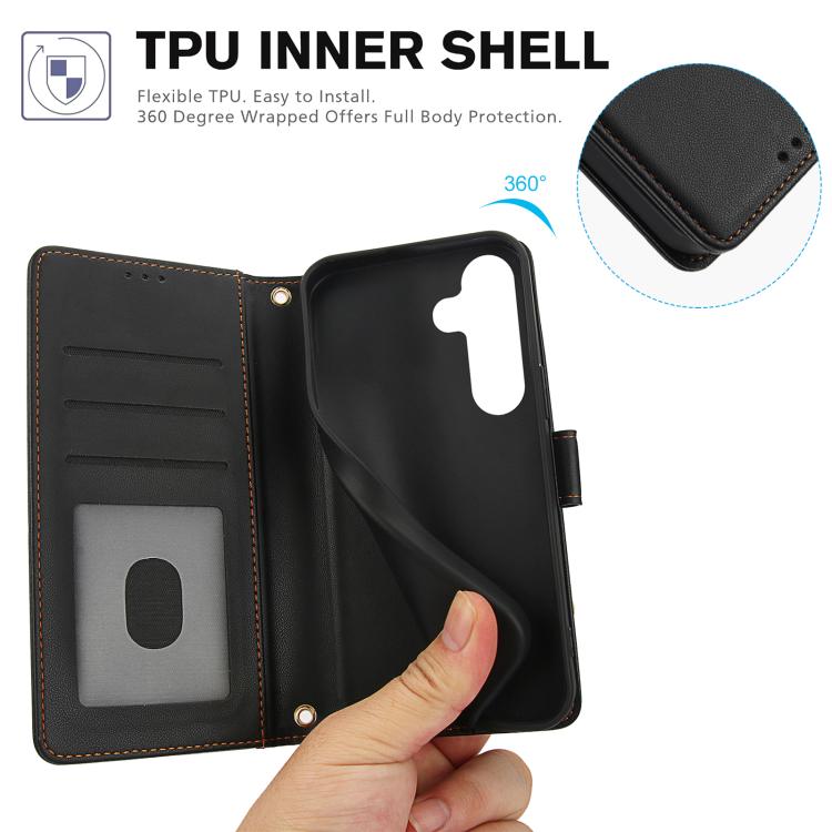 For Samsung Galaxy S26+ 5G Skin Feel Pure Color Card Slots Leather Phone Case with Dual Lanyard