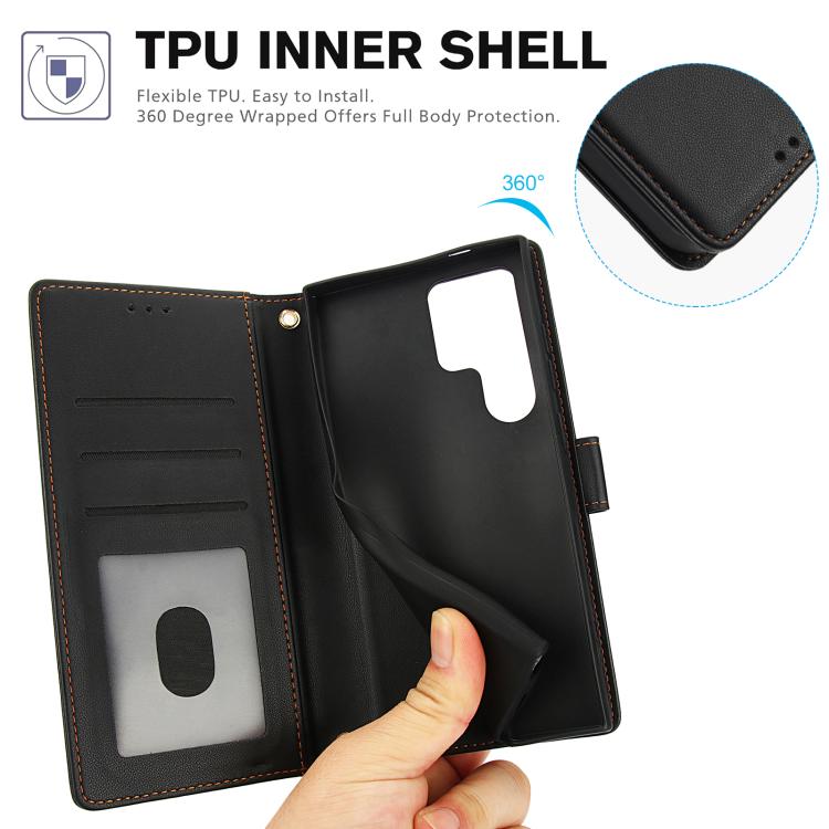 For Samsung Galaxy S26 Ultra 5G Skin Feel Pure Color Card Slots Leather Phone Case with Dual Lanyard