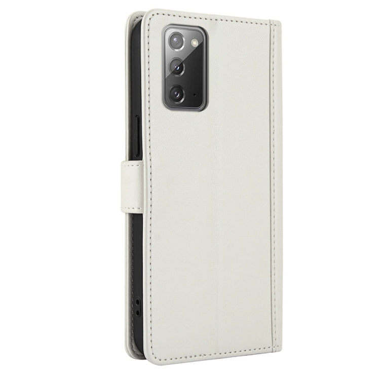 For Samsung Galaxy Note20 Skin Feel Pure Color Card Slots Leather Phone Case with Dual Lanyard