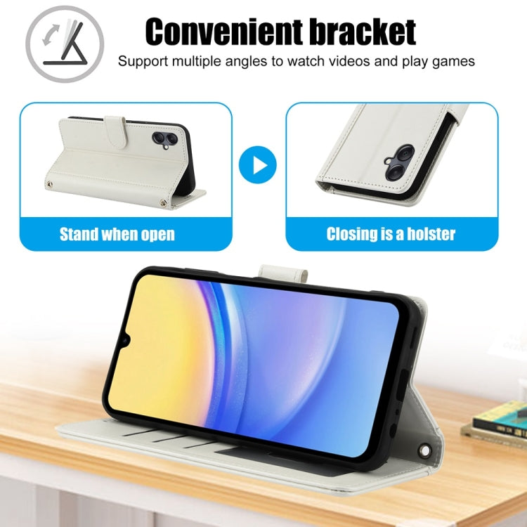 For Samsung Galaxy A05 Skin Feel Pure Color Card Slots Leather Phone Case with Dual Lanyard