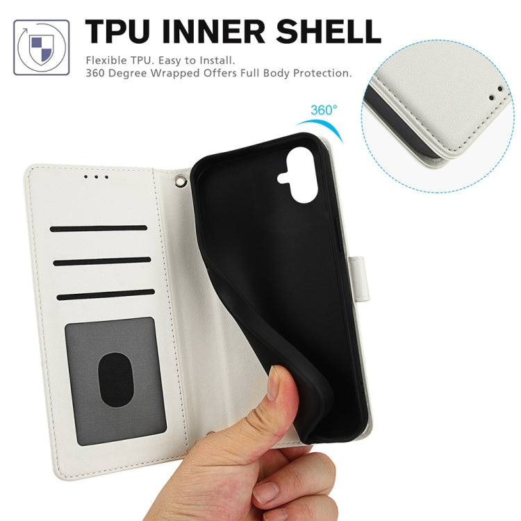 For Samsung Galaxy A05 Skin Feel Pure Color Card Slots Leather Phone Case with Dual Lanyard
