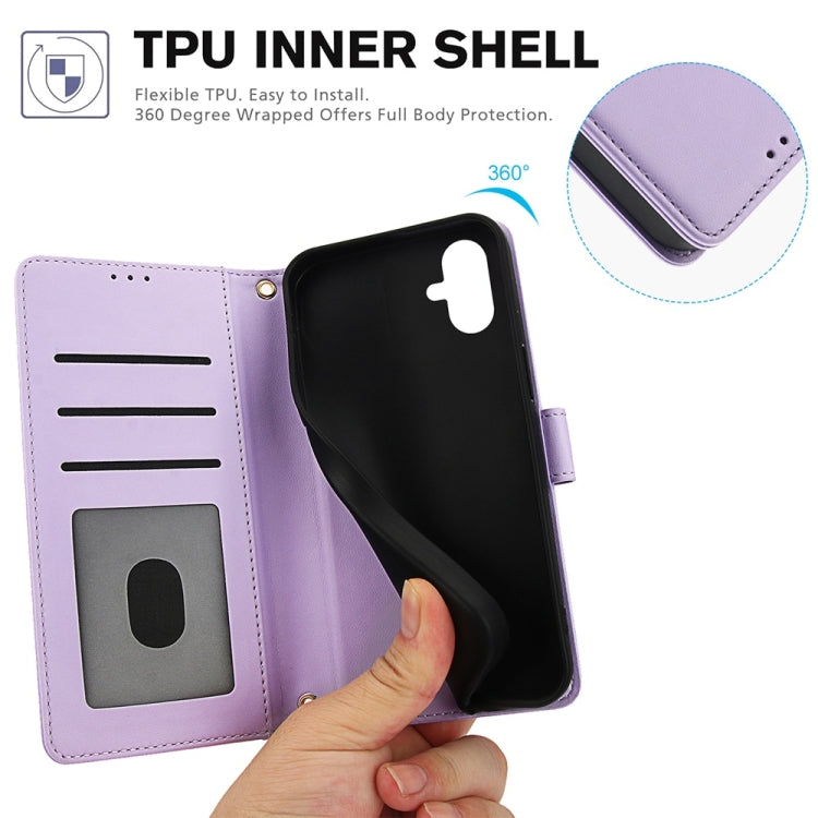 For Samsung Galaxy A05 Skin Feel Pure Color Card Slots Leather Phone Case with Dual Lanyard