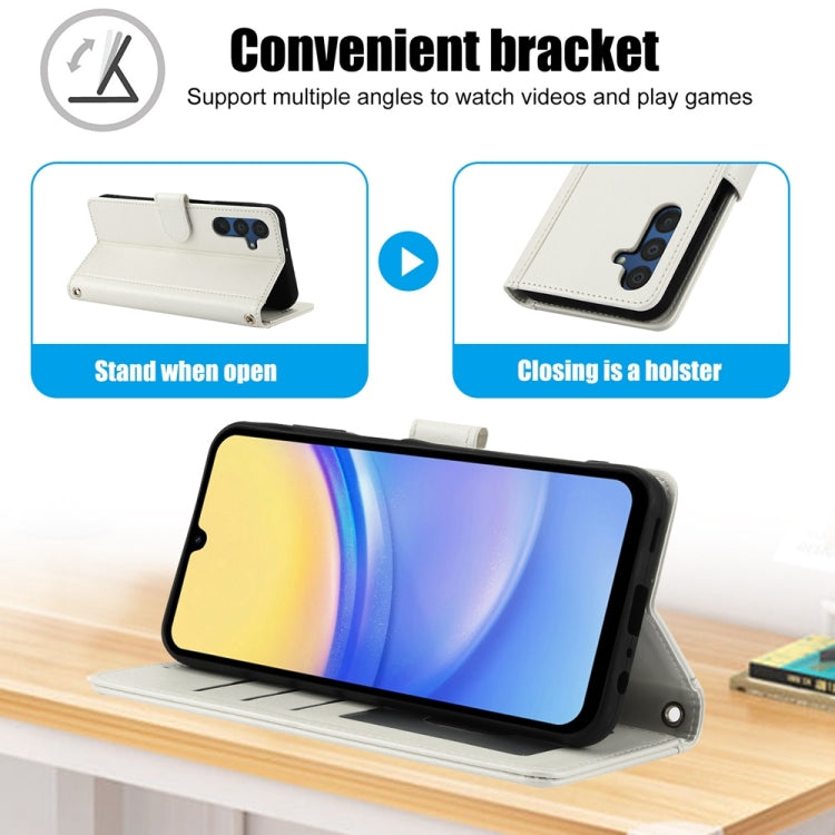 For Samsung Galaxy A25 5G Skin Feel Pure Color Card Slots Leather Phone Case with Dual Lanyard
