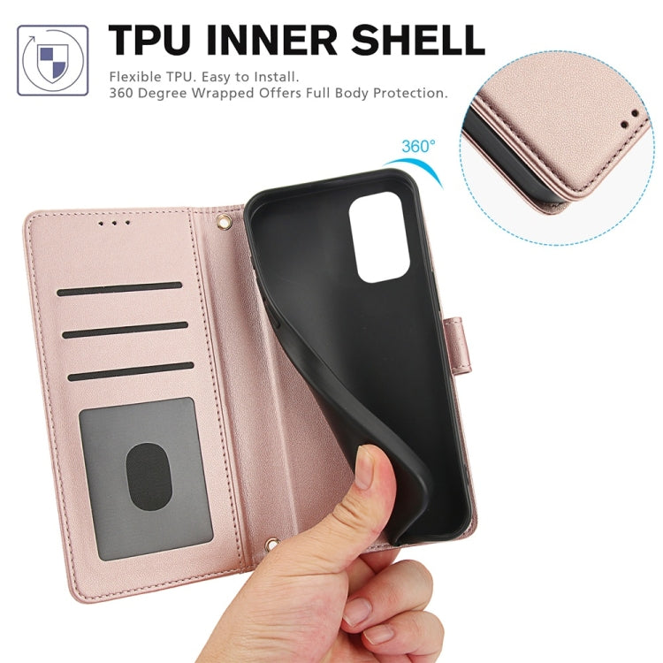 For Samsung Galaxy A52 / A52s Skin Feel Pure Color Card Slots Leather Phone Case with Dual Lanyard
