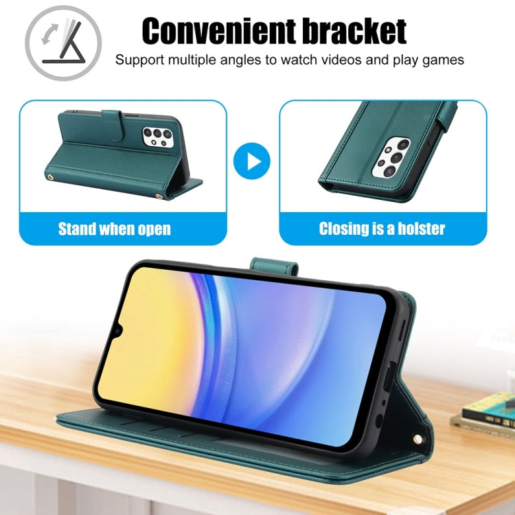 For Samsung Galaxy A13 4G / 5G / A04 / A04s Skin Feel Pure Color Card Slots Leather Phone Case with Dual Lanyard