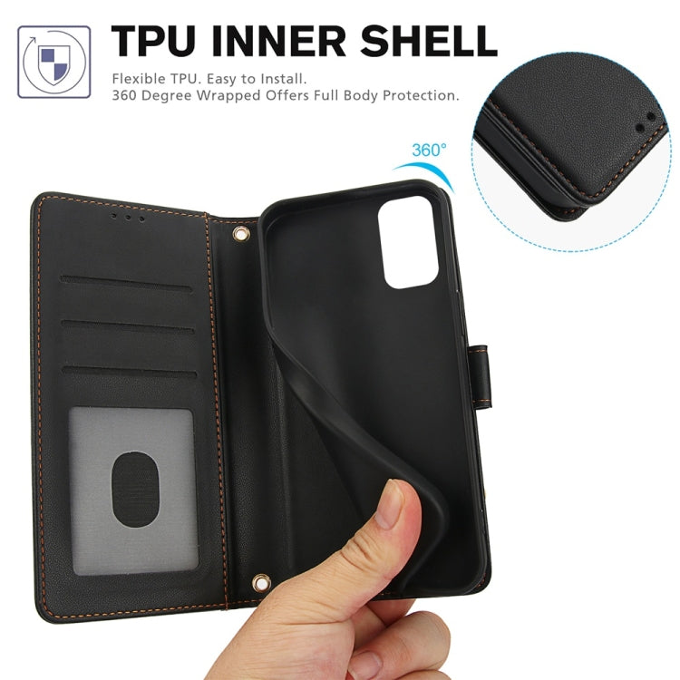 For Samsung Galaxy A33 5G Skin Feel Pure Color Card Slots Leather Phone Case with Dual Lanyard